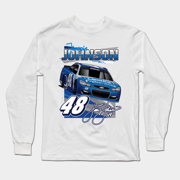 Jimmie Johnson Nascar Long Sleeve T-Shirt by kucingtertawa